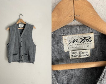 vintage 60s acrylic heather gray vest / men's small vest