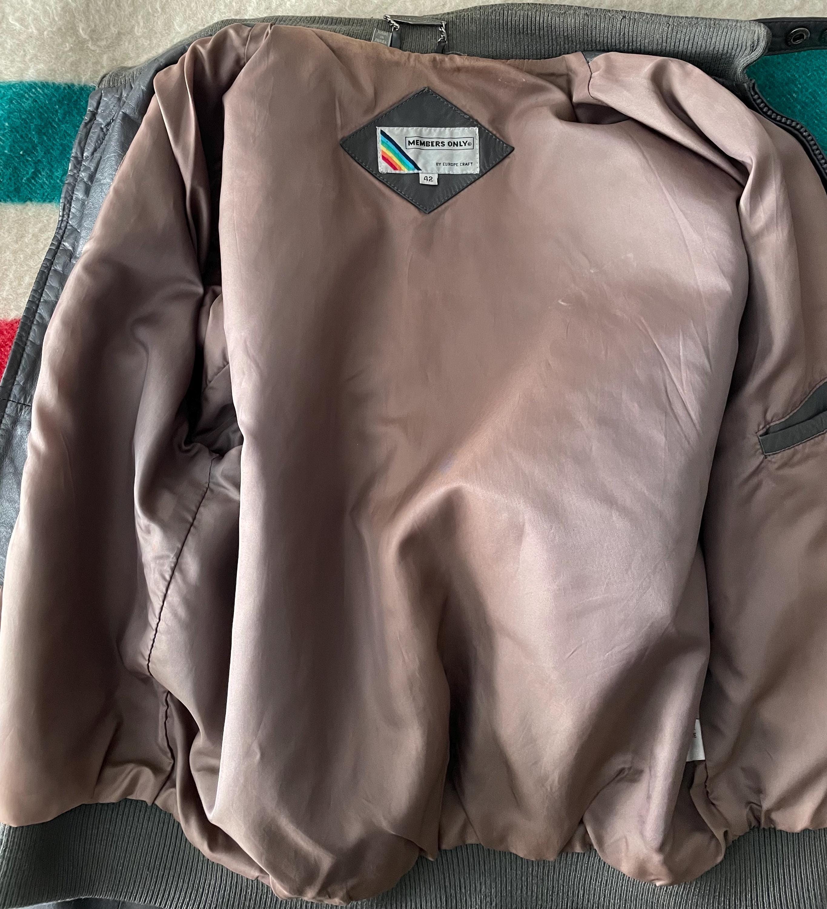 Vintage 80s Members Only Europe Craft Leather Bomber Jacket 