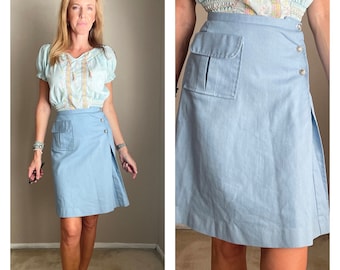 vintage 60s light blue above the knee skirt -24- xsmall