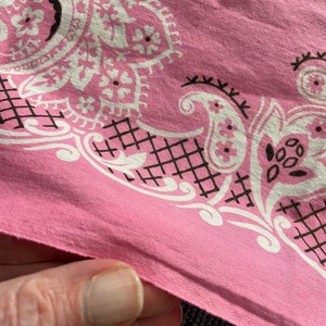 vintage 70s Fast Color pastel bright pink paisley bandana hankie RN 13960 pink bandana image 5