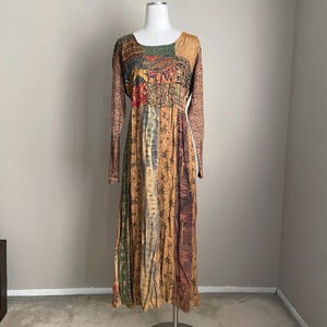 90s Gauzy Embroidered Bohemian Dress: Deadstock Msas Cottagecore Made in India