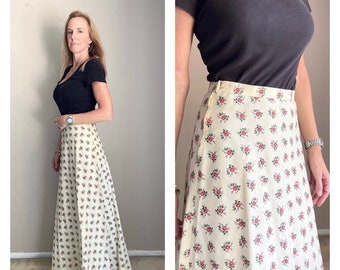 Vintage 70s Floral Maxi Skirt - women's small-26