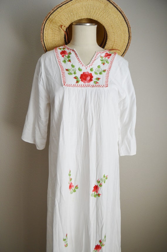 vintage 60s long maxi boho dress embroidered dres… - image 2