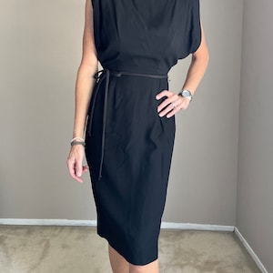 vintage 60s black evening Kim Kory cocktail dolman sleeve little black dress - xsmall