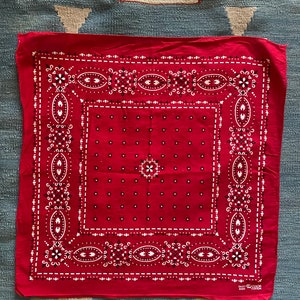 vintage 50s 60s fast color handkerchief trunk up elephant red geometric classic western bandana image 2