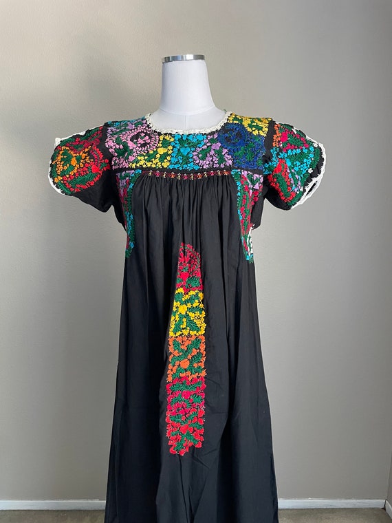 vintage embroidered dress / black peasant hippie … - image 8