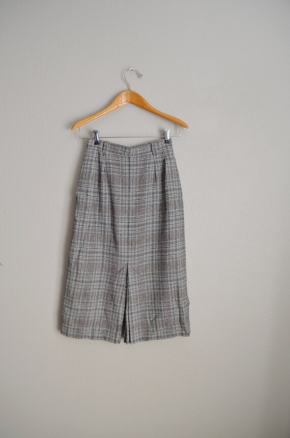 vintage 70s gray brown wool plaid pendleton skirt… - image 2