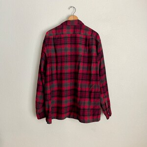 Vintage '50s Red Plaid Pendleton Board Shirt Loop Collar men's xlarge image 2