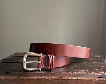 Vintage 1995 90s Brown Leather Eddie Bauer Belt -- women&#39;s small/medium-- size 28/29/30