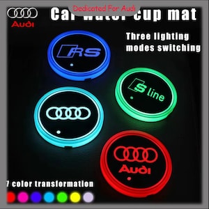 2PCS LED Car Cup Holder Lights 7 Color Luminous Coaster for Audi A3 A4 A5 Q5 Q7 Interior Accessories