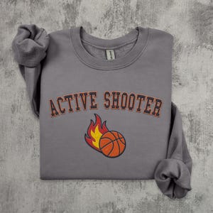 Active Shooter Funny Embroidered Unisex Sweatshirt, Ironic Embroidery Crewneck, Silly Sweater, Ironic Sweatshirts, Ugly Sweaters