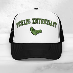 Pickles Enthusiast Funny Embroidered Foam trucker hat, Silly Dad hats, Gift for Pickle Lover, Vintage Retro Cap, Embroidery Caps