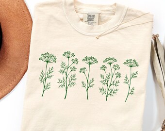Dill Botanical Shirt, Dill Herb Tee, Cottagecore Garden Shirt, Herb Lover Gift, Gardener Shirt, Minimalist Botanical Tee, Comfort Colors