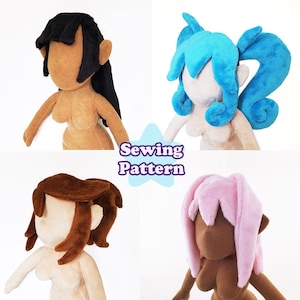 Plush Doll Hair Sewing Pattern Pack PDF, Digital Sewing Pattern for Plushie Doll Hair, Soft Doll Hair Pattern