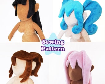 Plush Doll Hair Sewing Pattern Pack PDF, Digital Sewing Pattern for Plushie Doll Hair, Soft Doll Hair Pattern