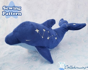 Dolphin Plushie Sewing Pattern PDF Download, Dolphin Plush Porpoise Pattern DIY Sewing