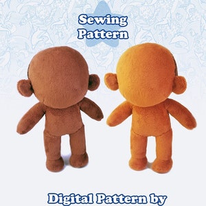 Small Doll Sewing Pattern, PDF Pattern Download, Kpop Style Plushie, 20cm Humanoid Doll image 1