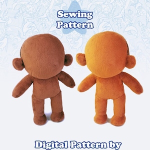 Small Doll Sewing Pattern, PDF Pattern Download, Kpop Style Plushie, 20cm Humanoid Doll image 1