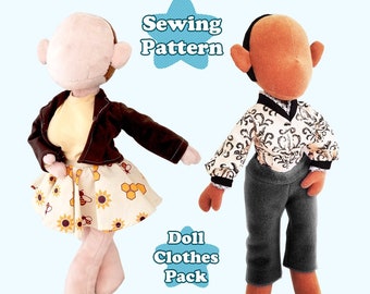 Doll Clothes PDF Sewing Pattern, Clothing for Dolls and Plushies, Soft Doll Clothes for Pinup and Curvy Doll Pattern
