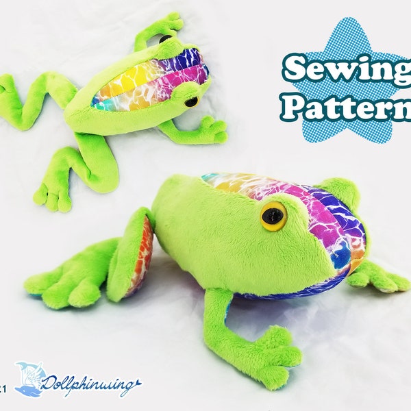 Tree Frog Plushie Sewing Pattern, Frog Stuffed Animal Plush Pattern, Frog Softie Pattern, Digital Download PDF