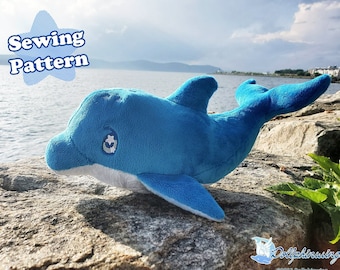 Dolphin Plushie Sewing Pattern PDF Download, Dolphin Plush Porpoise Pattern DIY Sewing