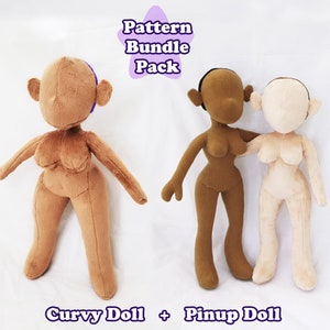 Pinup Doll and Curvy Doll Sewing Pattern Bundle Pack, Digital Plush Sewing Pattern, Doll Pattern for Sewing, Digital PDF Guide