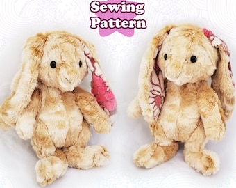 Bunny Plush Sewing Pattern, Rabbit Plushie PDF, Digital Download Softie Pattern, Bunny Rabbit Plushie