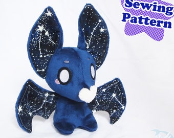 Bat Plushie Sewing Pattern Digital PDF, Bat Plush Pattern, Halloween Craft Project, Digital Download