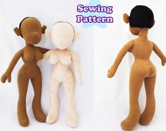 Pin Up Girl Sewing Pattern, Digital Plush Doll PDF Pattern, Anthro Girl Female Soft Doll Template