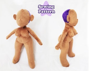 Curvy Doll Sewing Pattern, Plush Doll Sewing Pattern, PDF Digital Pattern for Female Doll, Soft Doll Pattern