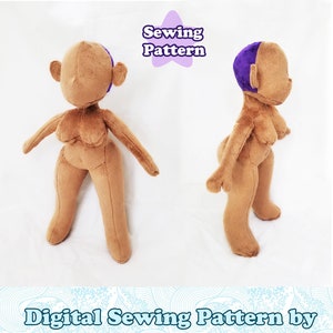 Curvy Doll Sewing Pattern, Plush Doll Sewing Pattern, PDF Digital Pattern for Female Doll, Soft Doll Pattern
