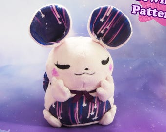 Wzór do szycia pluszowej myszki Chubby Mouse Kawaii | Cyfrowe pobieranie wzoru do szycia pluszowej myszki Cute Mouse Plush