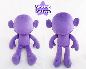 Sitting Chibi Plushie Doll Sewing Pattern, PDF Pattern Download, Chibi Plush Pattern, Sitting Doll Sewing Pattern, Dangling Legs Doll