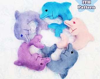 Dolphin Plushie ITH Embroidery Pattern, In The Hoop Embroidery File Dolphin Plush, Bottlenose Dolphin Softie