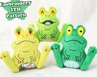 Frog Plushie Digital ITH Embroidery File Pattern Frog Softie In the Hoop Embroidery Download