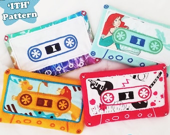 Cassette Tape In The Hoop Embroidery File, ITH Embroidery Pattern, Cassette Mix Tape Softie Keychain