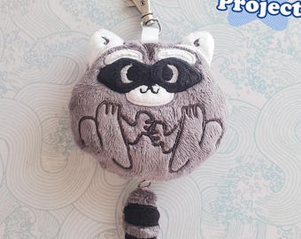 Round Raccoon Embroidery Machine File, Digital Embroidery for In the Hoop Project, Plush Keychain