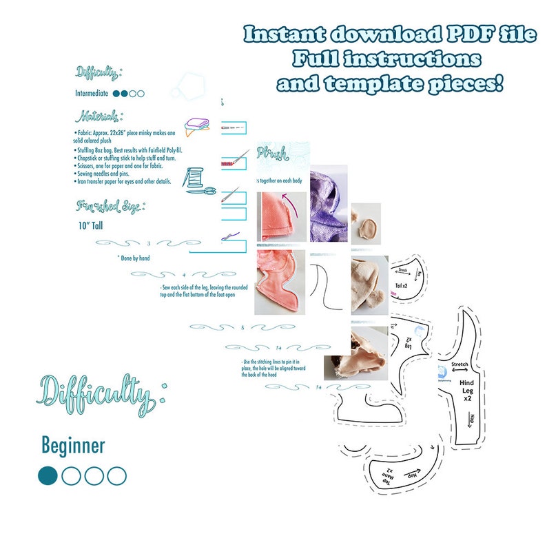 Sewing Pattern PDF Kitty Plushie Pattern Neko Atsume Style image 6