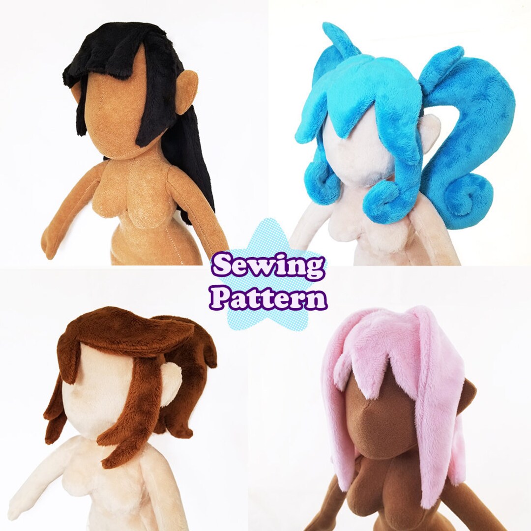 Plush Doll Hair Sewing Pattern Pack PDF, Digital Sewing Pattern for Plushie Doll Hair, Soft Doll