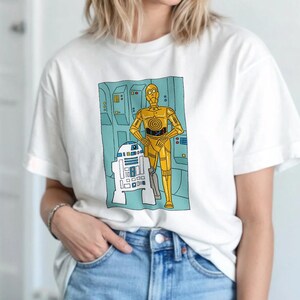 Vintage Star Wars C3PO R2D2 Shirt Retro Droid Tee Matching Friends Gift Star Wars Fan Shirt Classic SciFi Shirt