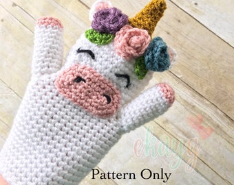 Crochet Pattern, Unicorn Hand Puppet
