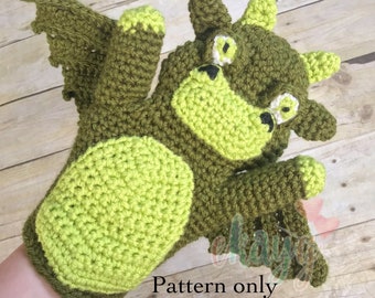 Crochet Pattern, Dragon Hand Puppet