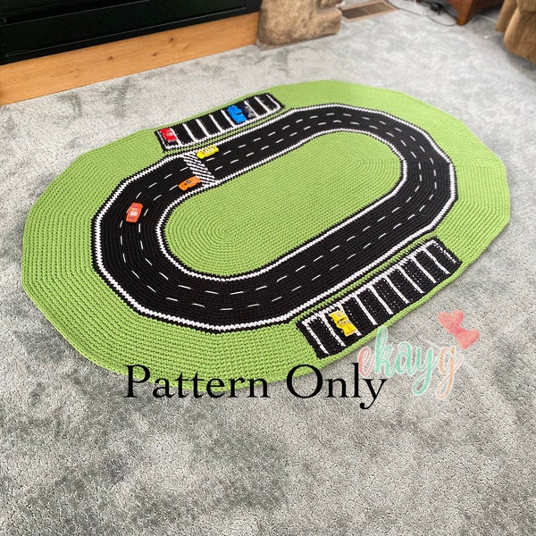 Crochet Pattern, Racetrack Play Rug, Area Rug, Crochet Nursery Rug