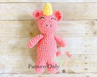 Crochet Pattern, Sparkle Piggycorn Plush, Large Pig Stuffy