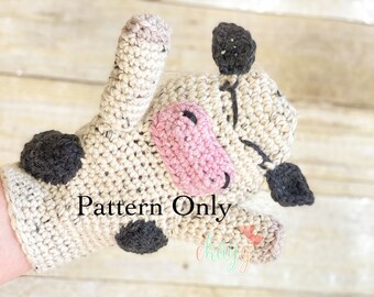 Crochet Pattern, Cow Hand Puppet, Farm Animals
