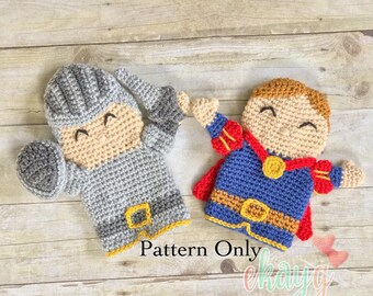 Crochet Pattern, Princely Knight Hand Puppet