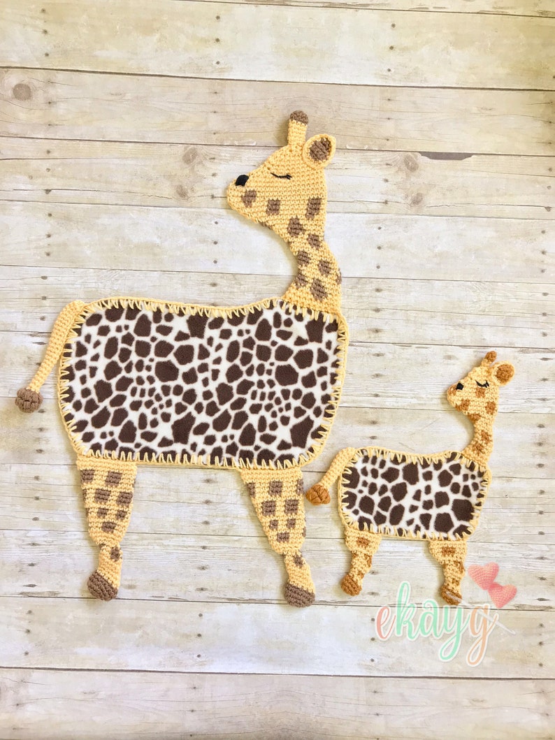 Crochet Pattern, Giraffe Fleece Lovey Patterns, Large and Small image 2