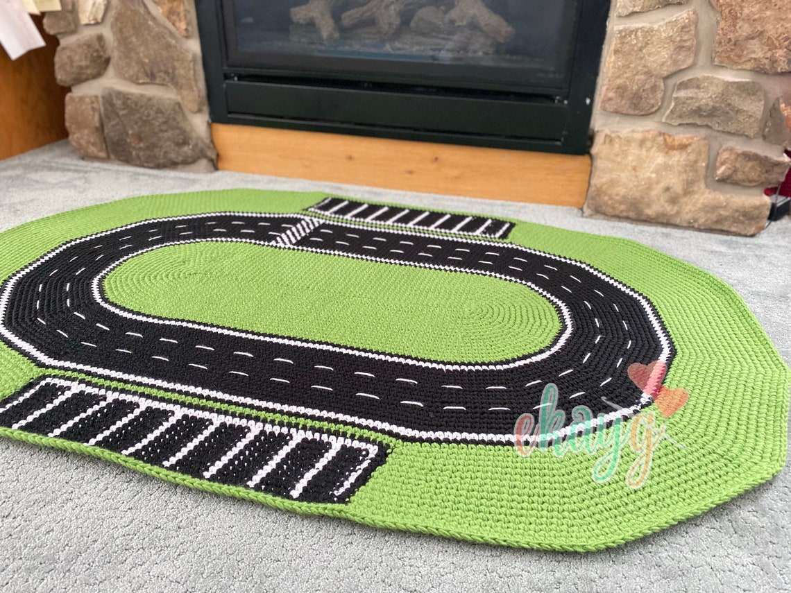 Crochet Pattern Racetrack Play Rug Area Rug Crochet Nursery Etsy