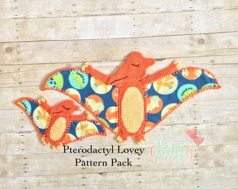 Crochet Pattern, Pterodactyl Fleece Lovey Patterns, Large and Small Security Blankets