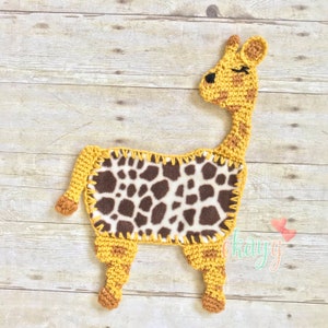 Crochet Pattern, Giraffe Fleece Lovey Patterns, Large and Small image 4